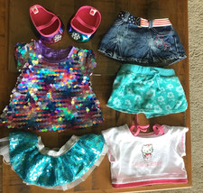 Build A Bear Clothes Lot Of 5 Sequin Dress Skirt Skort Hello Kitty Top Shoes