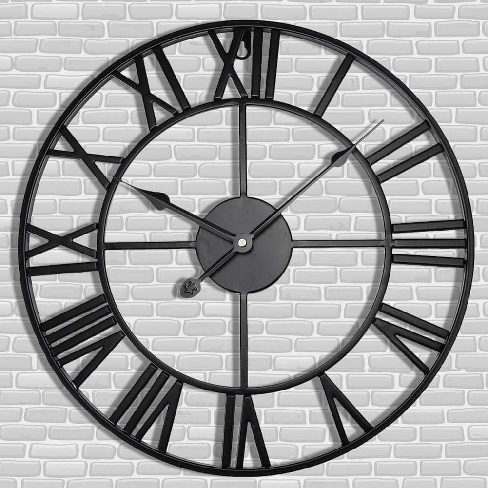 Antique Tower 24 inch Large Roman Numeral Wall Clock, Indoor 24in, Black