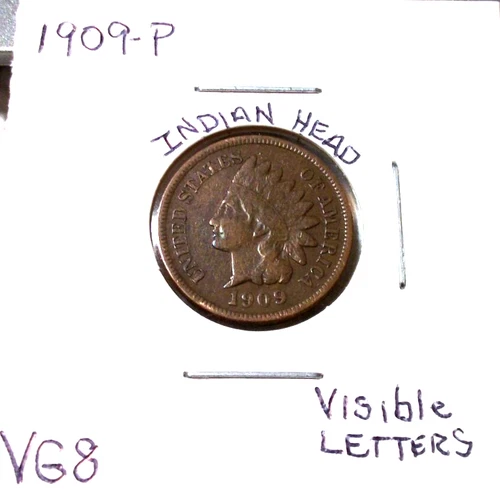 1909 PHILADELPHIA INDIAN HEAD CENT IN VERY GOOD CONDITION WITH VISIBLE LETTERS