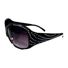 Butterfly Rhinestone Sunglasses W/ Black Frame And Gradient Maroon PC Lenses