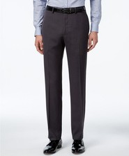 Calvin Klein 35W 30L Men's Gray Slim Fit Flat Front Dress Pants Trousers