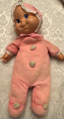 Mattel Baby Beans Doll Soft Body Pink Outfit 1970 Vintage Cloth Plastic