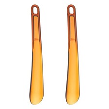 2pcs Shoe Horn 9.8" Plastic Straight Handle Shoe Helper Shoehorns, Clear Brown