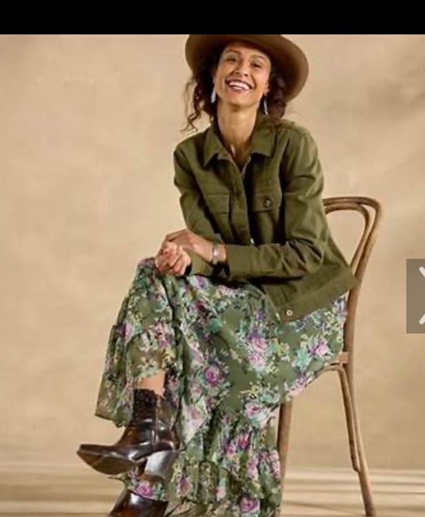 NEW! SUNDANCE CATALOG Women’s RHODES Soft Olive Green Denim Boho Jacket Coat XS