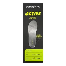 Superfeet Unisex Carbon Active Support Low Arch Insoles, Gunmetal, Size Options
