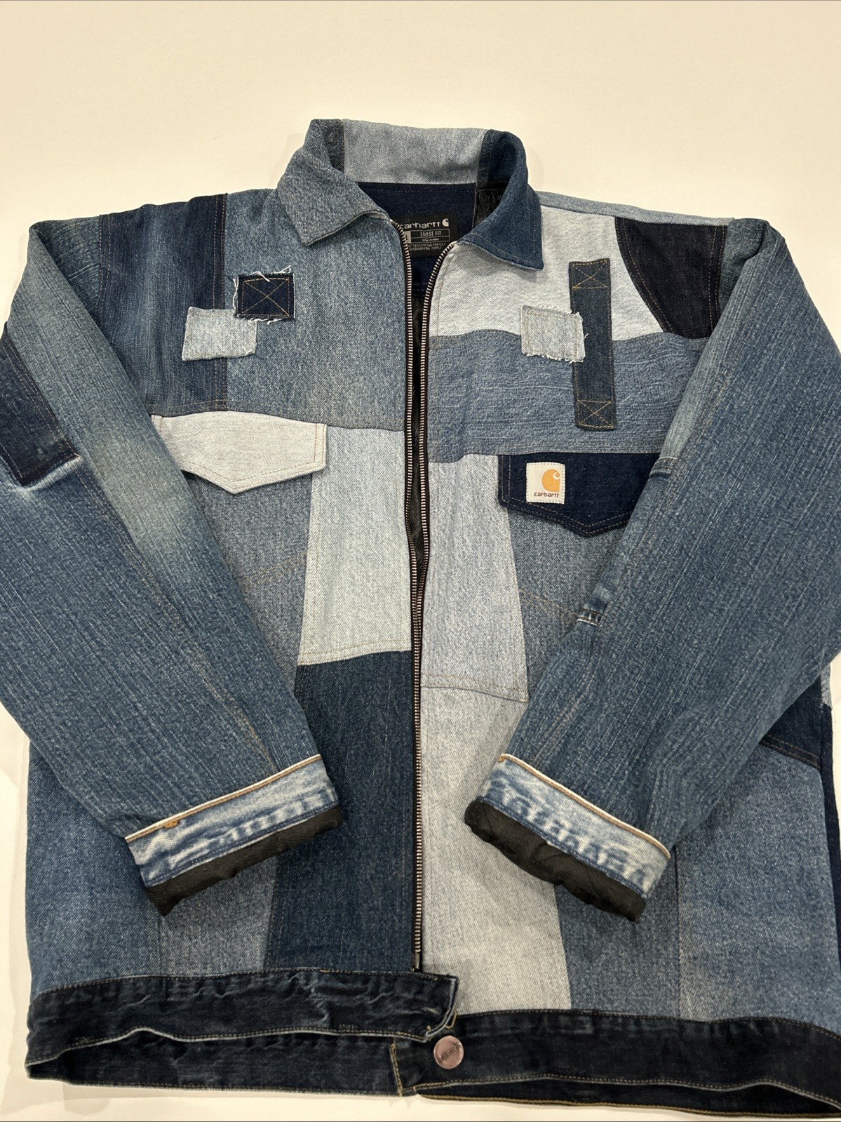 Carhartt Denim Jacket Authentic Patchwork Lined L… - image 1
