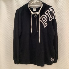 Pink Victoria s Secret Quarter Zip Pullover Sweatshirt Black/White Size M