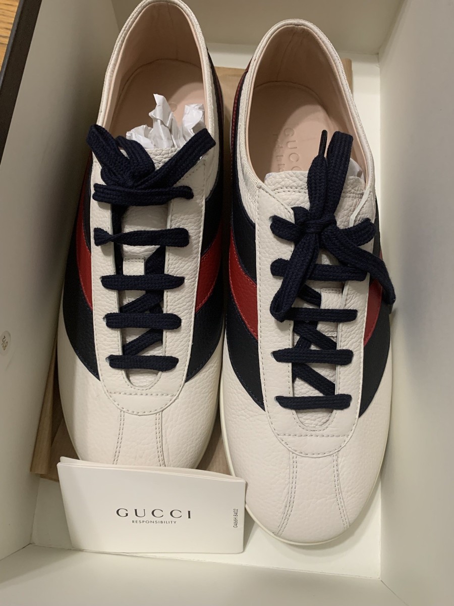 Gucci White Real Leather Falacer Low top Sneakers Men's