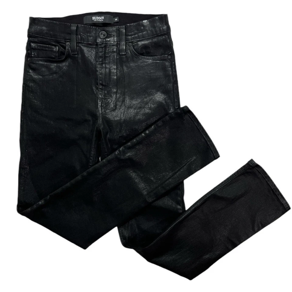 Jean Hudson Barbara cintura alta tobillo recto talla 25 en negro recubierto de cuervo Foto 4 de 4