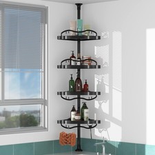 New Best COCONUT Shower Caddy Tension Pole 54-114 Inch Rustproof Corner 4 Tier