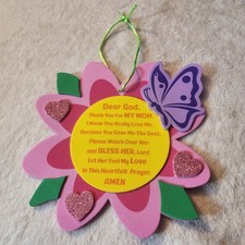 NEW Foam Flower Prayer for Mom Hanging Ornament Hearts Buttferfly