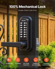 Mechanical Keyless Entry Door Lock, 2.0 Code Upgrade, 4-7 Digits Code, Double-Si