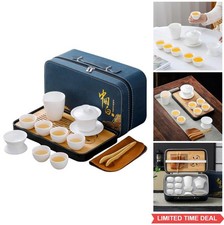 Traditional Chinese Gongfu Tea Set 6 Cups Gaiwan Teapot Portable with Bag
