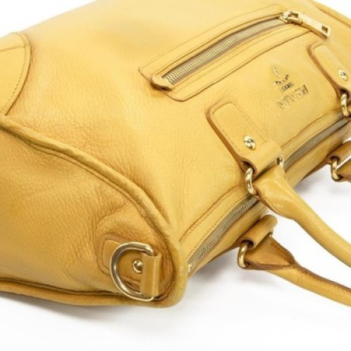 Authentic Prada 2-Way Shoulder Bag for Women, Yellow, Logo, Genuine Leather AUTH thumbnail 3