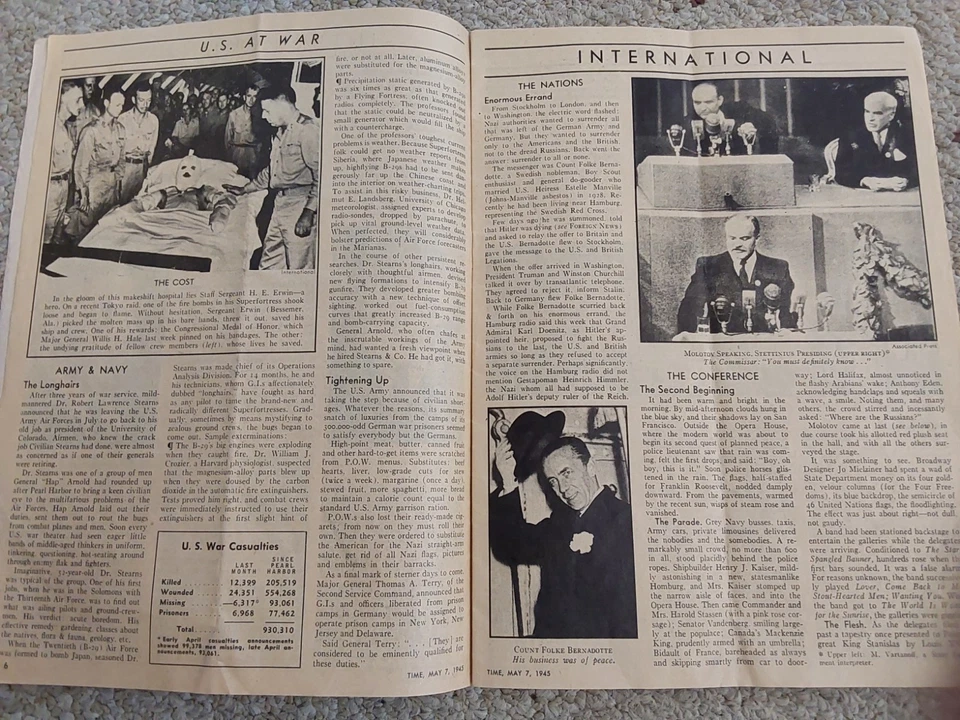 Time Weekly News Magazine Pony Edition May 7 1945 Hitler Red X  Complete WWll - Image 3 of 4