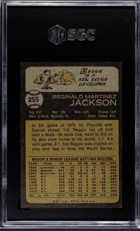 Reggie Jackson 1973 Salón de la fama Topps SGC 5 certificado # 2417856 Foto 2 de 2