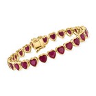 Bracelet in 18kt Gold Over Sterling Ross-Simons 18.00 ct. t.w. Ruby Heart Tennis