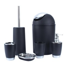 6Pcs Bathroom Accessory Set Soap Dish Dispenser Tumbler Toothbrush