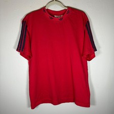 Adidas Originals Mens Red Blue 3 Stripe Trefoil Collar T-Shirt EJ9124, Large
