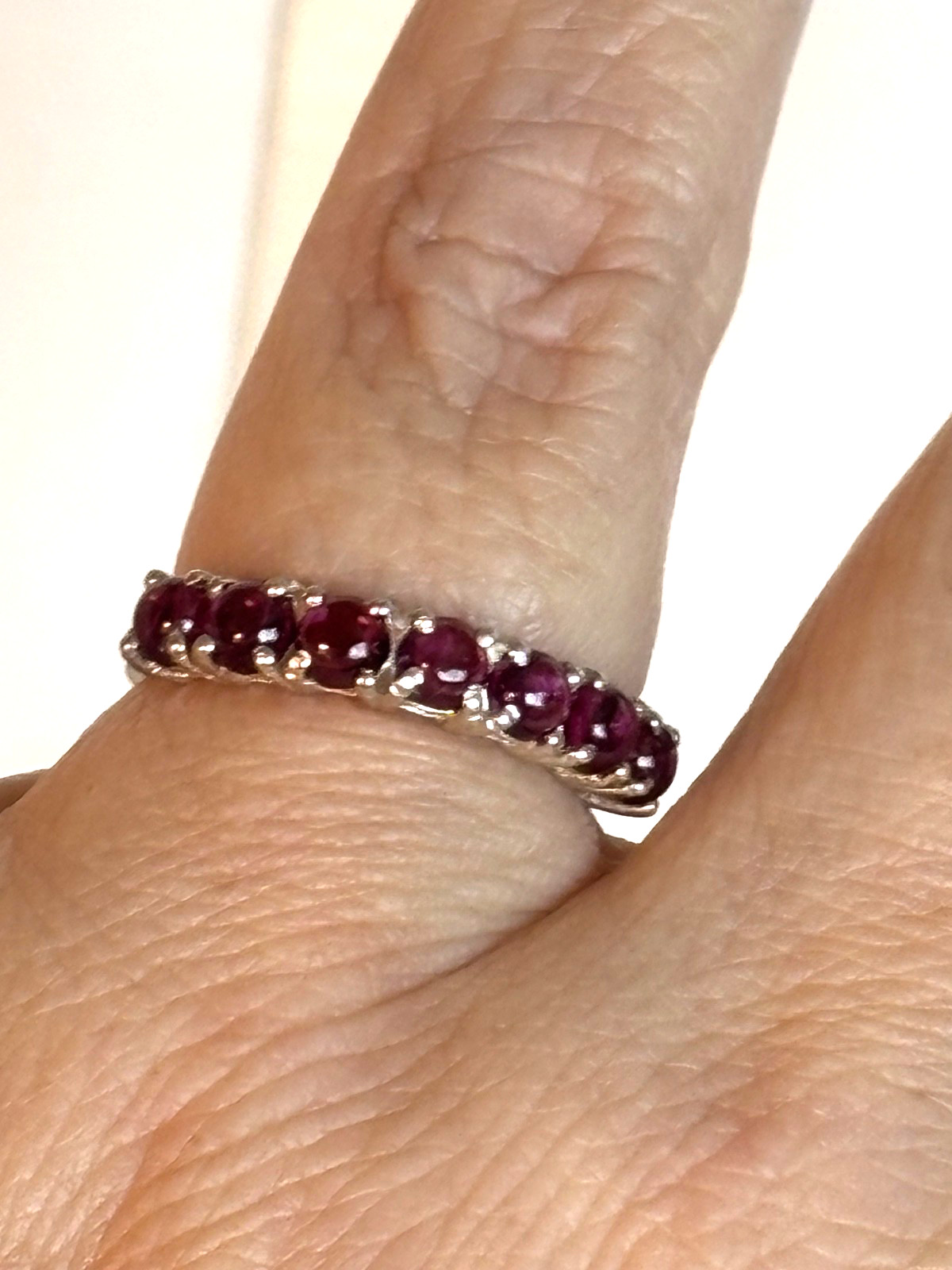Size 9 Chuck Clemency 7-Stone Ruby Ring 2.6g Ster… - image 3