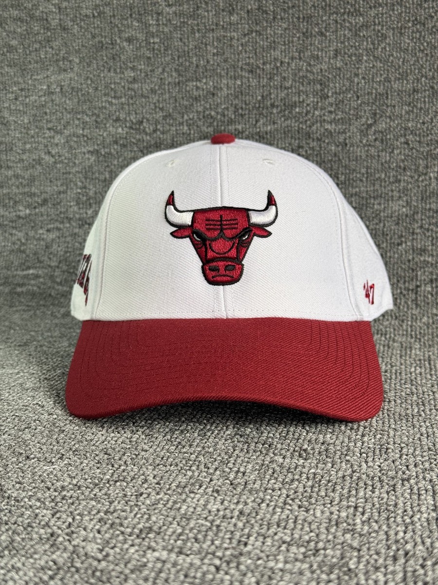 '47 Brand Chicago Bulls NBA White Red Snapback Cap Hat CHICAGO Embroid