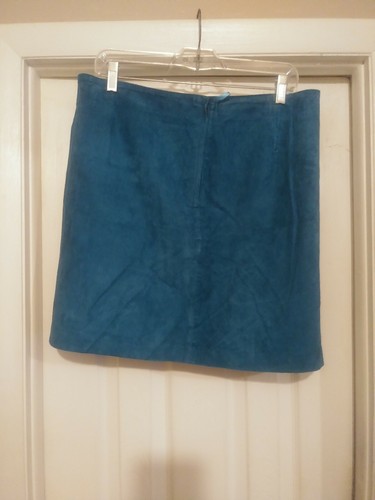 Gonna da donna Newport News foderata in pelle color verde acqua con spacco e zip laterale taglia 12 - Foto 5 di 9