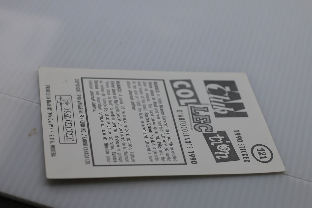 1990 Panini Fan Club Collection Pop Star Stickers Nuance (#121