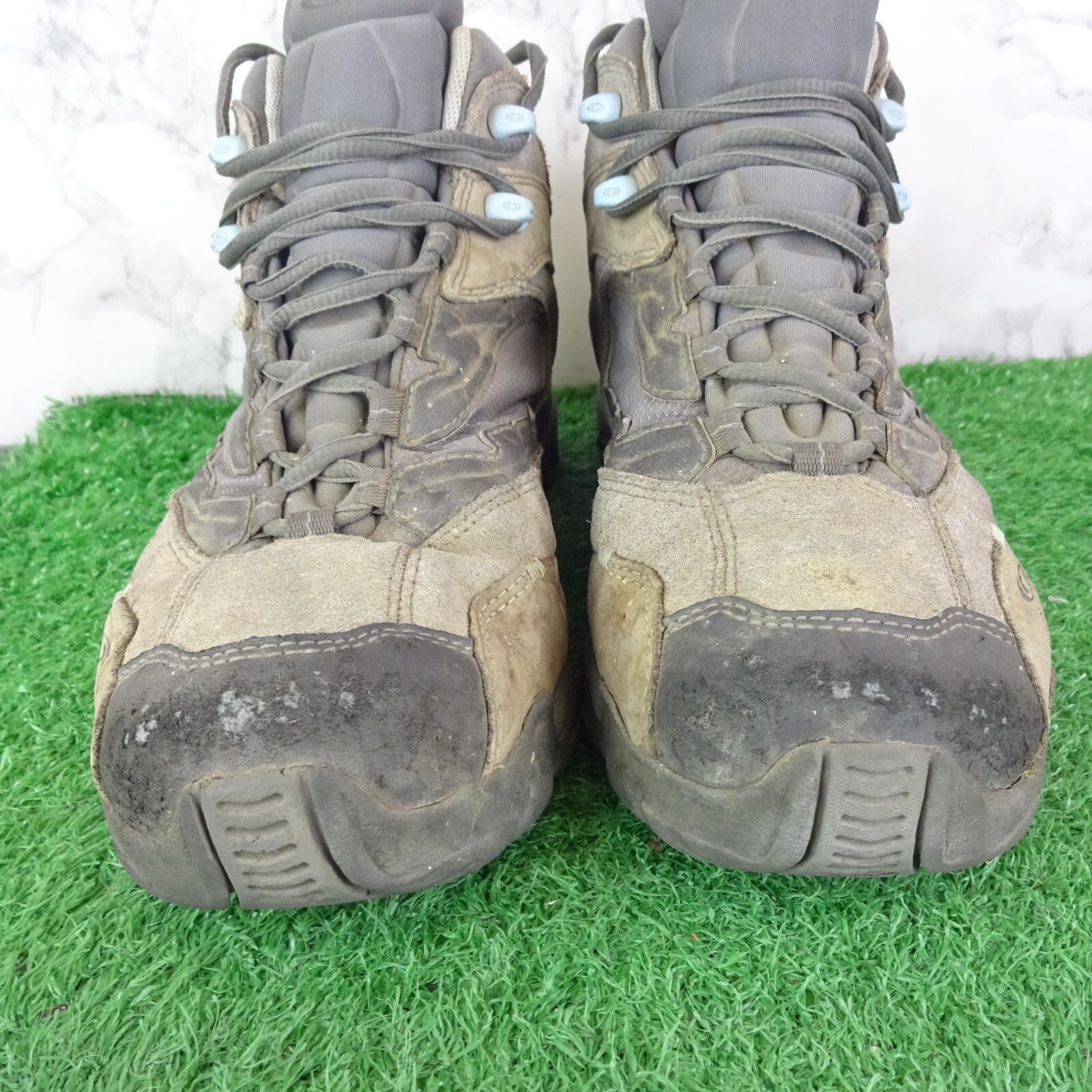 Scarpe da passeggio Salomon taglia 7 donna marroni scarpe da ginnastica trekking trail goretex stringate