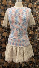 Women  s Cute Vintage Retro 60s Pastel Sheer Open Knit Sweater Vest, Size S/M