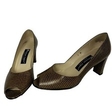 Etienne Aigner womens 3 inch heels pumps snakeskin size 7 brown made in spain
