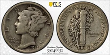 1921 Mercury Dime, Choice Very Fine, PCGS/CAC VF-25, Scarce CAC