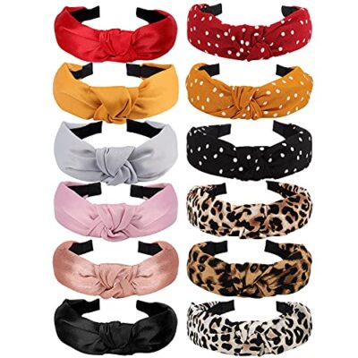 12 Pack Knotted Headbands for Women - Wide Boho Bandeau Turban Hair Band Amazon.com : VELSCRUN 12 Pack Boho Headbands for Women and  main image 3