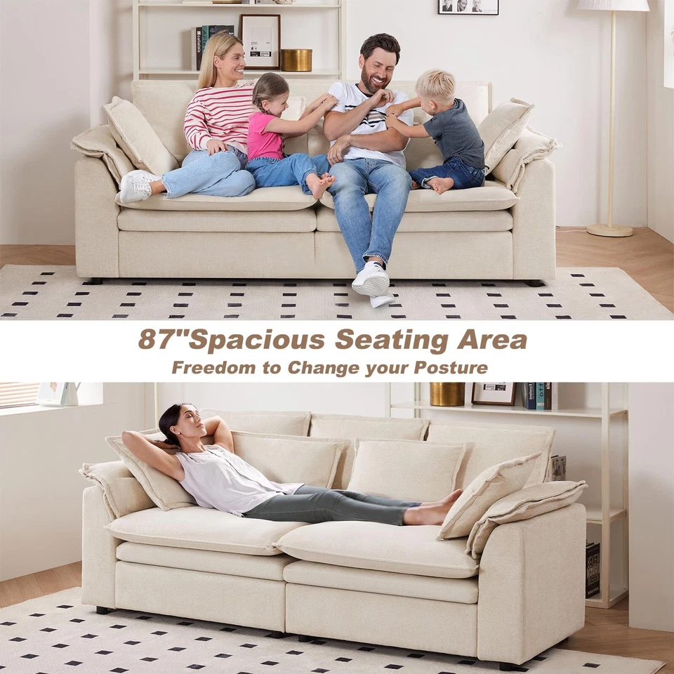 Oversized Sofa Couch Modern Loveseat Upholstered Chenille Living Room Furniture - Image 4 of 4