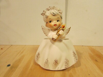 Vintage Christmas Inarco Ceramic Angel Planter Mid Century 1950's