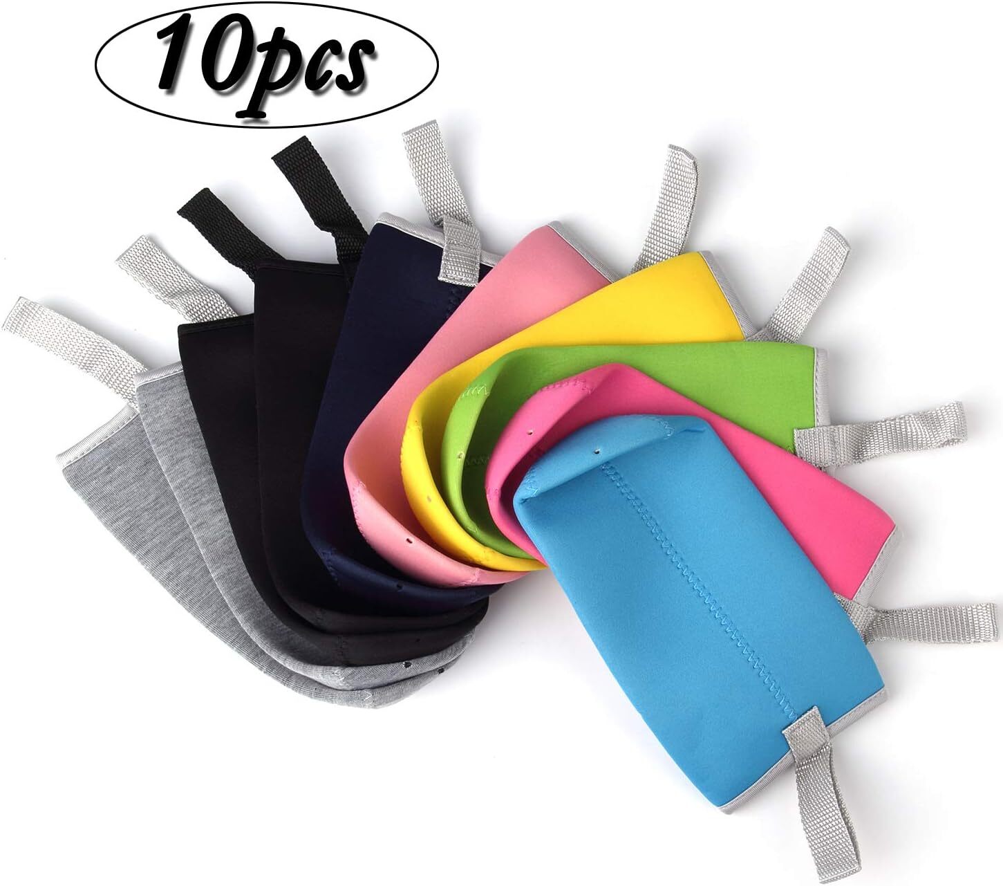 10 Pack Neoprene Water Bottle Sleeve 12 oz - 18 Medium, Multicolor 