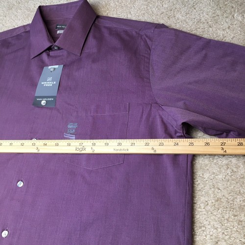 Van Heusen Dress Shirt Mens Large 16/16.5-36/37 Wine Wrinkle Free NWT! - Picture 6 of 7