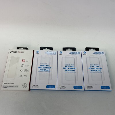 4X  AT&T Tempered Glass Antimicrobial Screen Protector iPhone 14 Pro (6.1'') 2022