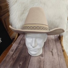 B By Bollman VTG Wide Rim Western Wool USA Wool Mens Hat Sz 7 1/4