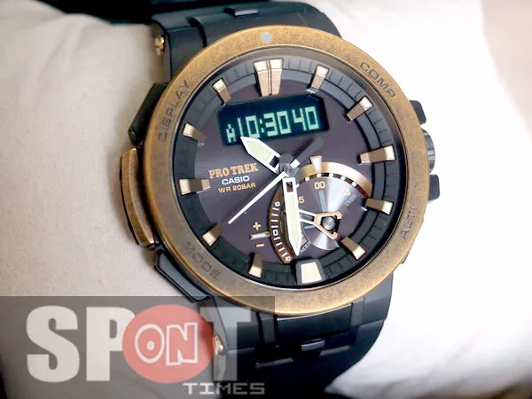 Casio Protrek Triple Sensor Ver.3 Vintage Gold Tough Solar Men's Watch PRW-7000V