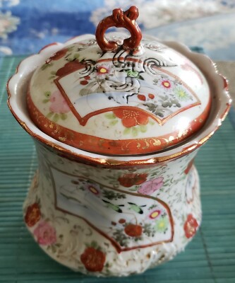 ANTIQUE HAND PAINTED FANCY JAPANESE BISCUIT JAR | eBay