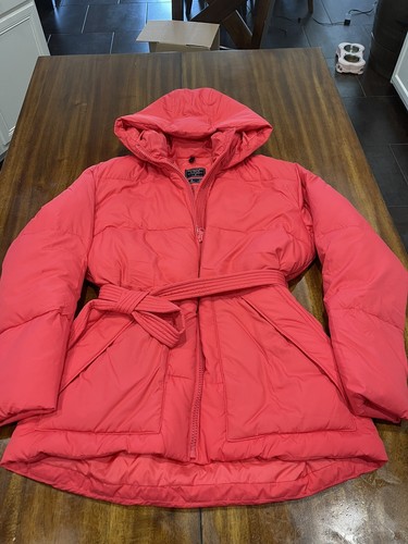 Fitch Belted Puffer Jacket Coral 