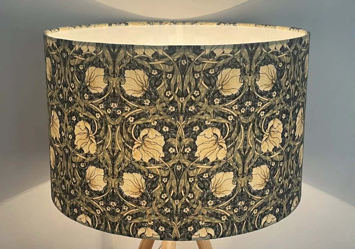 William Morris Pimpernel grey blue Fabric lampshade Ceiling Pendant Table Lamp