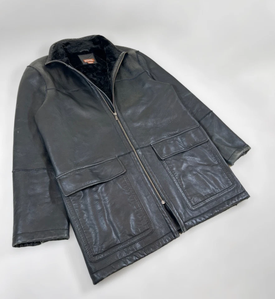 Abrigo Michael Kors de cuero suave negro forro de piel sintética para hombre talla grande de gran tamaño Foto 2 de 4