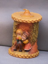 Vintage Gunter Kerzen Boy & Girl w/ Musical Instruments 4' Candle D6968 Walldurn