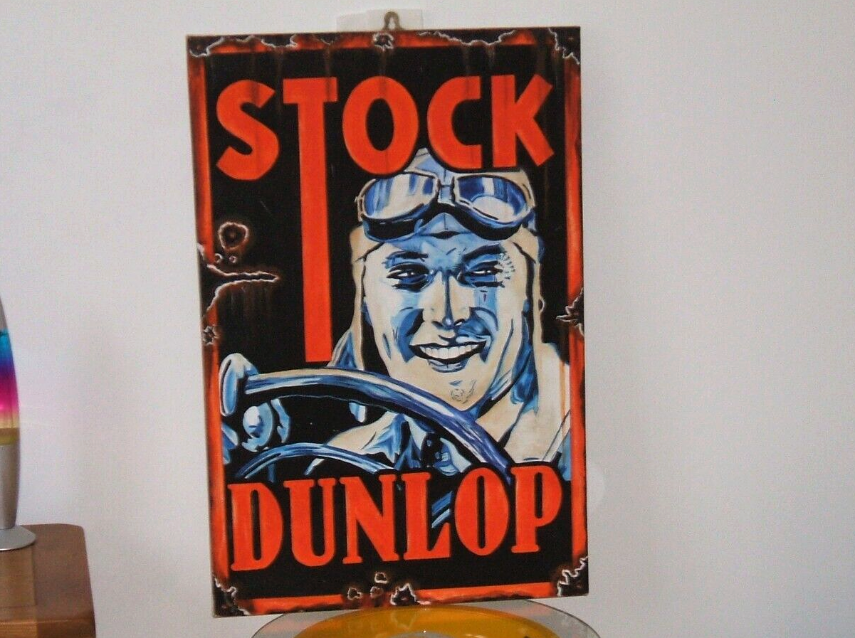 Dunlop Stock Famous Iconic Enamel Sign Canvas Original Large Painted