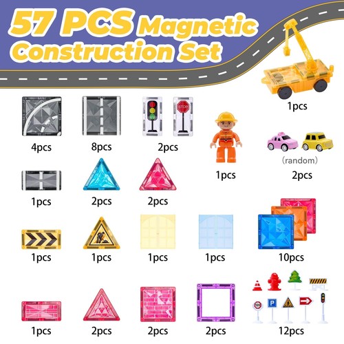 Azulejos Magnéticos Juego de Carretera Coche Grúa Juguete Bloques Educativos STEM Regalos para Niños NUEVO - Imagen 8 de 8