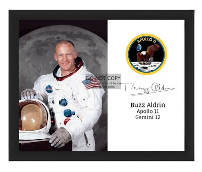 BUZZ ALDRIN 2ND MAN ON THE MOON APOLLO 11 MISSION PATCH 8X10 FRAMED PHOTO