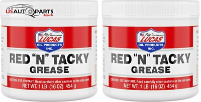 SET OF 2 Lucas Oil Red ''N'' Tacky Grease, 1 Pound Tub, 16 Ounces (LUC10574)