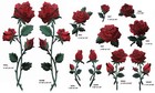 Red Rose Flower Embroidery Iron On Appliqué Patch