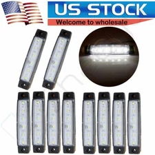 Set of 10 White 6Led Side Marker Indicator Light for Van Truck Boat Trailer